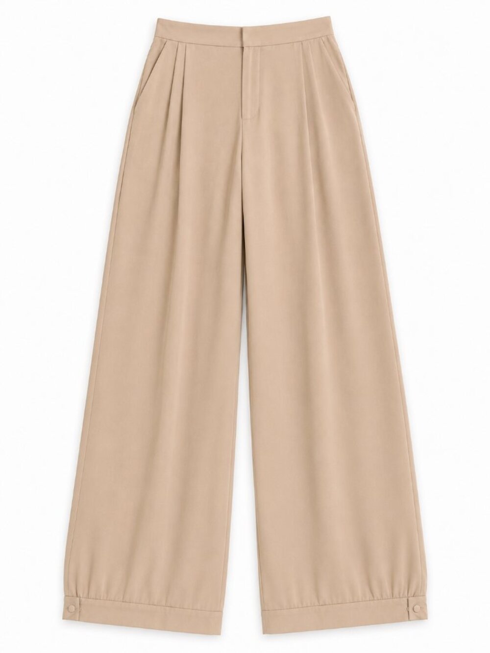 Women's High-Rise Wide-Leg Pants in Beige - Picture 1 of 1